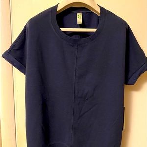 Women’s XXL “GREEN TEA” BLUE TOP W CUFFED SLEEVES